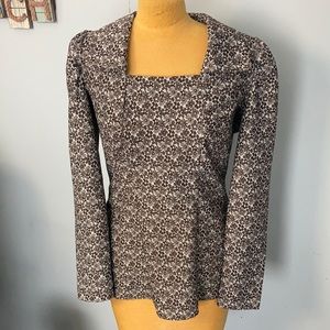 Retro Floral Blouse Brown